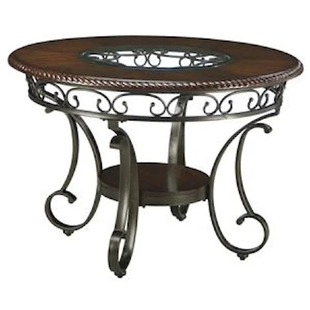 Round Dining Room Table with Metal Accents